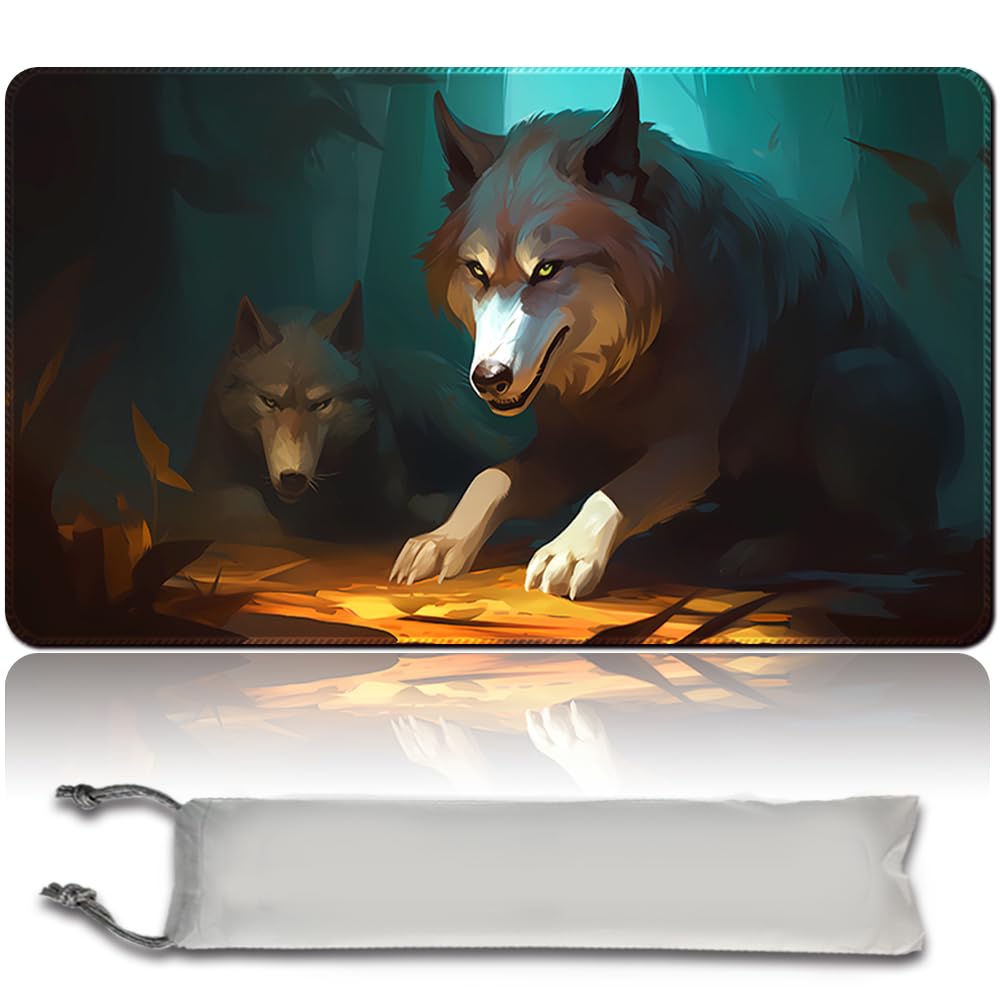 Board Game MTG Playmat + Free Waterproof Bag, Stitched Edges, Smooth Rubber Surface, MTG PlayMat with Zones (An Original Angel of Flight Alabaster Playmat) (FEROCIOUS PUP - NO ZONE) — image 1
