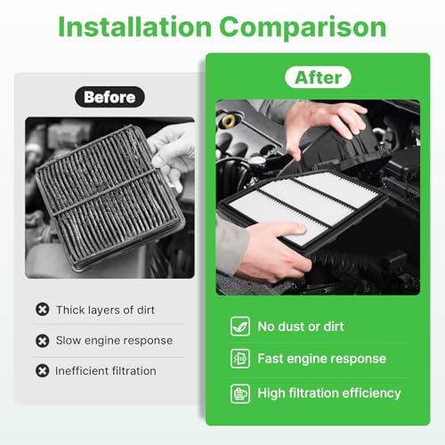 Image of Engine+Cabin Air Filter Fit for 2019-2026 Nissan Altima 2.5L | 272775NA1A, CA12551, 99% Filtration Efficiency, Easy Install, Odor control, Great Value, Right Size