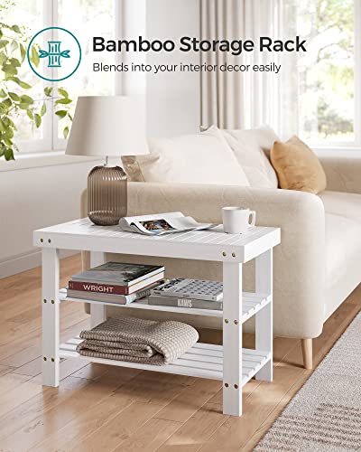 Image of SONGMICS Shoe Rack Bench, 3-Tier Bamboo Shoe Storage Organizer, Entryway Bench, Holds Up to 286 lb, 11.3 x 27.6 x 17.8 Inches, for Entryway Bathroom Bedroom, Cloud White ULBS004W01