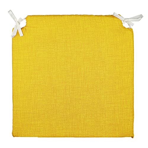 Miniatura 3 de Tienda Eurasia Pack 4 Cojines Para Sillas - Estampados Lisos Con 2 Cintas De Sujeción - Ideal Para Interiores Y Exteriores - 40 X 40 X 3 Cm Amarillo