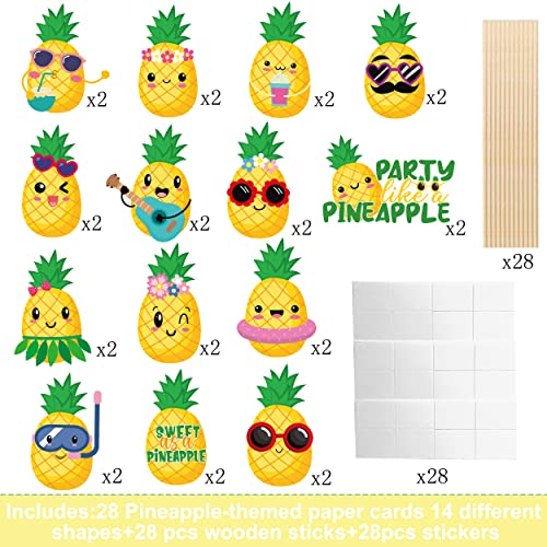 28Pcs Pineapple Table Centerpieces Sticks Decoration Pineapple Party Centerpiece Decorations Pineapple Table Toppers For Hawaiian Beach Tropical Fruit Birthday Party Baby Shower Supplies #TOP2