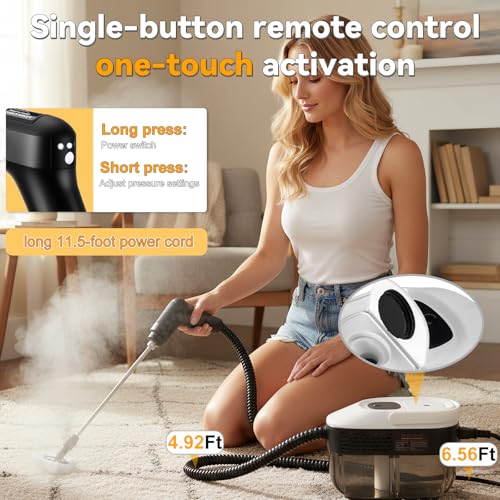 Image of 2500W Portable Handheld Steam Cleaner, 54oz Large Water Tank, 3-Level Adjustable Handle, 15s Fast Heating Steam Steamer with 20 Pcs Accessories, Plug-and-Play Design for Home Kitchen Car Cleaning