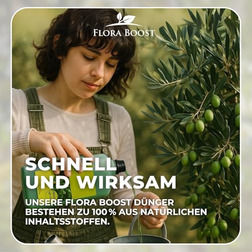 Flora Boost Olivenbaum Dünger Flora Boost 1000ml I Für bis zu 200L Gießwasser I Langzeitdünger für verbesserte Blütenbildung I Flüssiger Blatt- & Wurzeldünger I 100% natürlicher Pflanzendünger