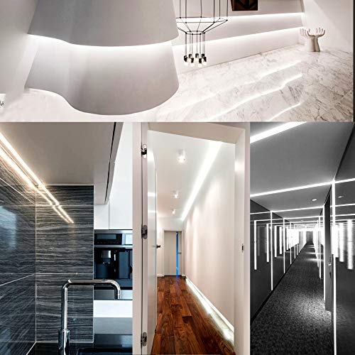 Image of COB LED Strip, 16.4ft White LED Strip Light, Dimmable LED Light Strip 6000K Bright Daylight White, CRI92+, 8mm Width, 24V Flexible LED Tape Light for TV, Bedroom, Kitchen Cabinet, Closet, Home.