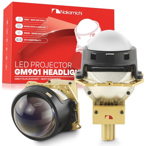 Nakamichi GM901 Series H4 H7 9005 9006 Bi LED Proyector Faro Lente, 3,0 pulgadas, 20.000 lúmenes, 112W por juego, retroadaptación de haz alto y bajo, paquete de 2 5800K