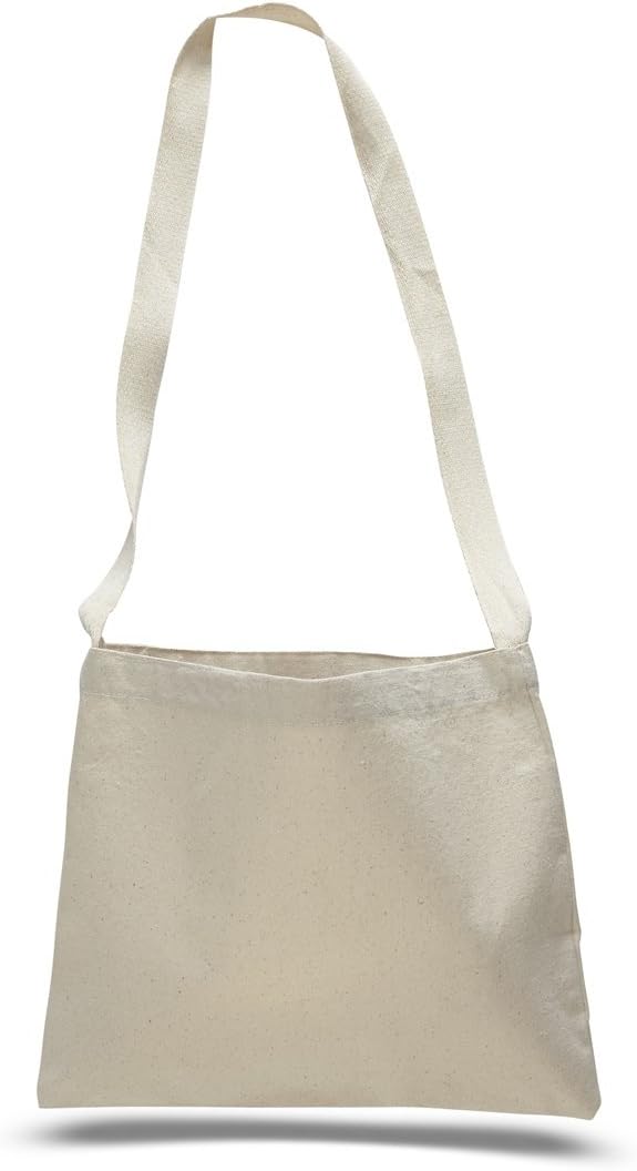 Jumbuzz Cross Body Canvas Totes Small Messenger Tote Bags Long Shoulder Straps (Set of 6, Natural)