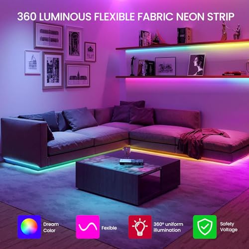 Tira LED Neón RGB KISUFU 5V 2M Impermeable con Control USB miniatura 6