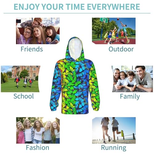 Multicolored Butterflies Kid Hoodies Boys Sweatshirts Girls Pullover with Pocket 6