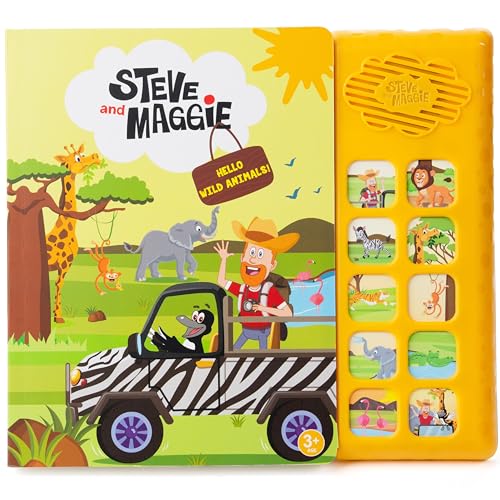 Image of Steve and Maggie Sound Book - Interactive Sing Along Books for Toddlers 10 Button Musical Learning Toys, Talking Books for Kids Educational Gifts for Boys & Girls (Wild Animals)