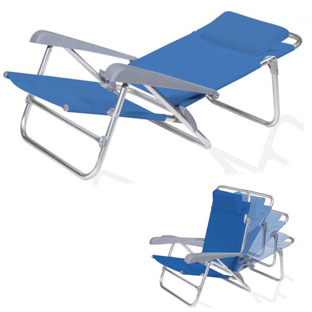 Generico SPIAGGINA MARE IN ALLUMINIO PALAU BLU RECRINABILE PIEGHEVOLE CON POGGIATESTA