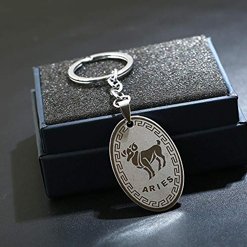 Preisvergleich Produktbild Schlüsselring, Metallanhänger, jährlich Bester Stil, einfaches, 12 Konstellationen Edelstahl Schlüsselring, Widder