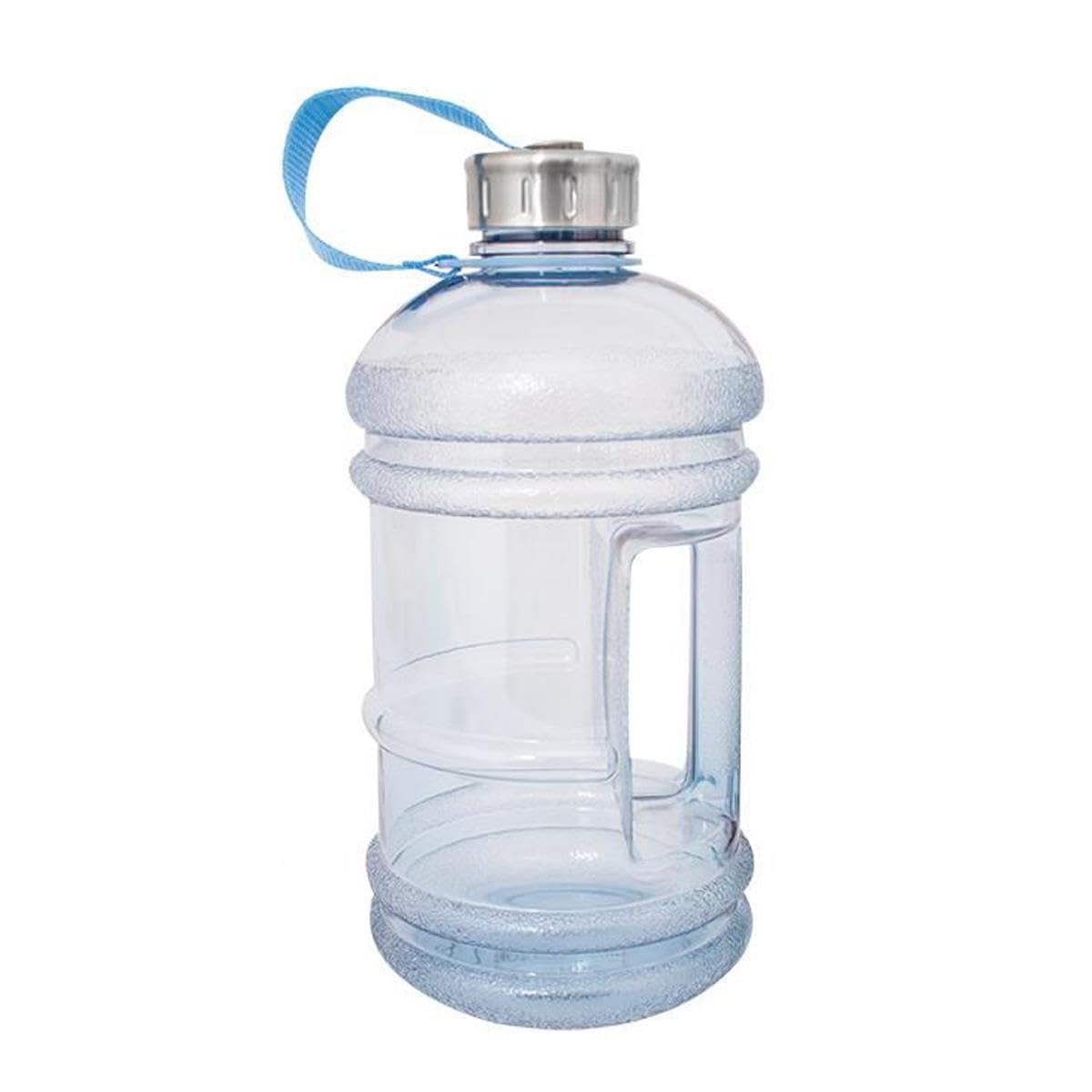 YöL Blue 2.2 Litre Capacity Drinks Water Bottle With Carry Handle Secure Screw On Lid - Gym Sports Travel Hiking Outdoor Large Hydration Reusable Plastic