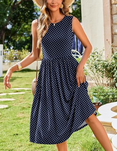 Image of Zeagoo Women's Summer Tank Midi Dress with Pockets Floral Sleeveless A-Line Casual Loose T-Shirt Dresses Beach Sundress 2026