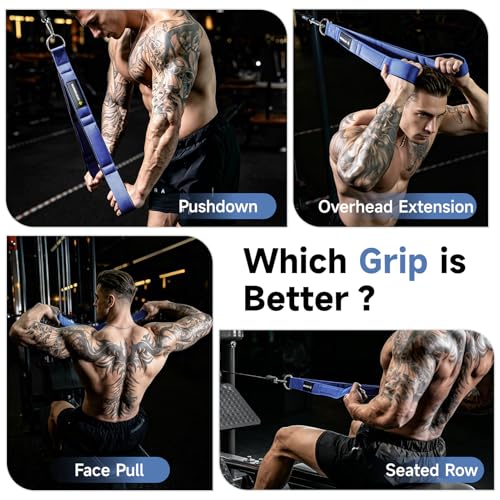 Image of MANUEKLEAR 24-Inch 3-Grip Tricep Rope Cable Attachment for Gym Greater ROM