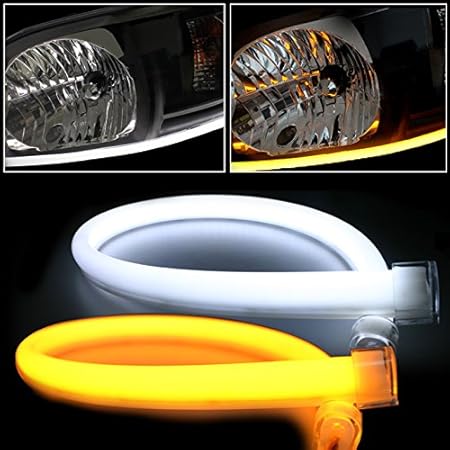 Amazon Ledシリコンチューブライト約48cm 流れるウインカー ウインカーポジション ホワイト 流れるアンバー 1本入 Ledテープ 車 バイク