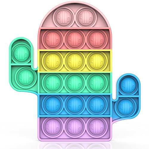 Bdwing Push Bubble Sensory Fidget Spielzeug, Silikon Sensorisches Zappeln Spielzeug Autismus Special Needs Antistress (Rainbow Kaktus) Cover