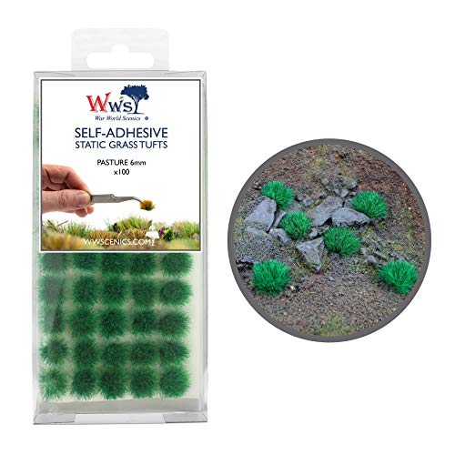 War World Scenics Self Adhesive Static Grass Tufts x 100 – Pasture, 6mm – Model Railway Wargame Scenery Railroad Modelling Diorama Miniature Hobby Tabletop