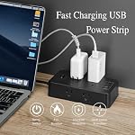 Protecteur de surpression de barre de puissance 10 C'est parti. Lylilidy Cord d'Exetnsion Flat Plug avec 8 Sorties 4 USB Ports(2 USB C), Wall Mount for Home Office College Dorm Room Essentials (Noir)
