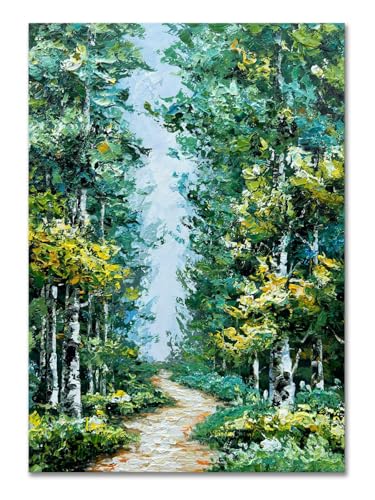 Alenoss Hand Painted Oil Painting on Canvas, Abstract Forest Landscape