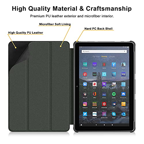 Supveco Case For All New Fire Hd 10 Tablet 11Th Generation And Fire Hd 10 Plus 2021 - Ultra Slim Smart Cover With Auto Wake/Sleep For Fire Hd 10 Tablet 10.1 Inch, Black #TOP2