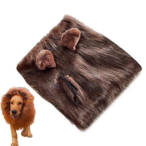 fantasia animal estimação,Juba leão realista com cauda cabelo engraçado fantasia cachorro - Acessóri
