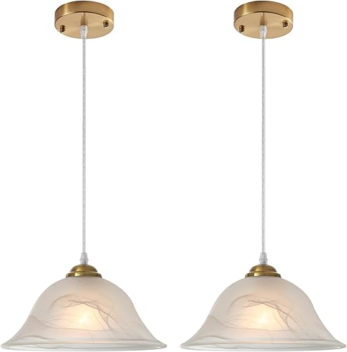 Miniatura 14 de Luces Colgantes de Cocina Sobre la Isla, Lámpara Colgante de Alabastro de 11.8 Pulgadas con Vidrio Esmerilado, Luces Colgantes de Cocina de Vidrio 1