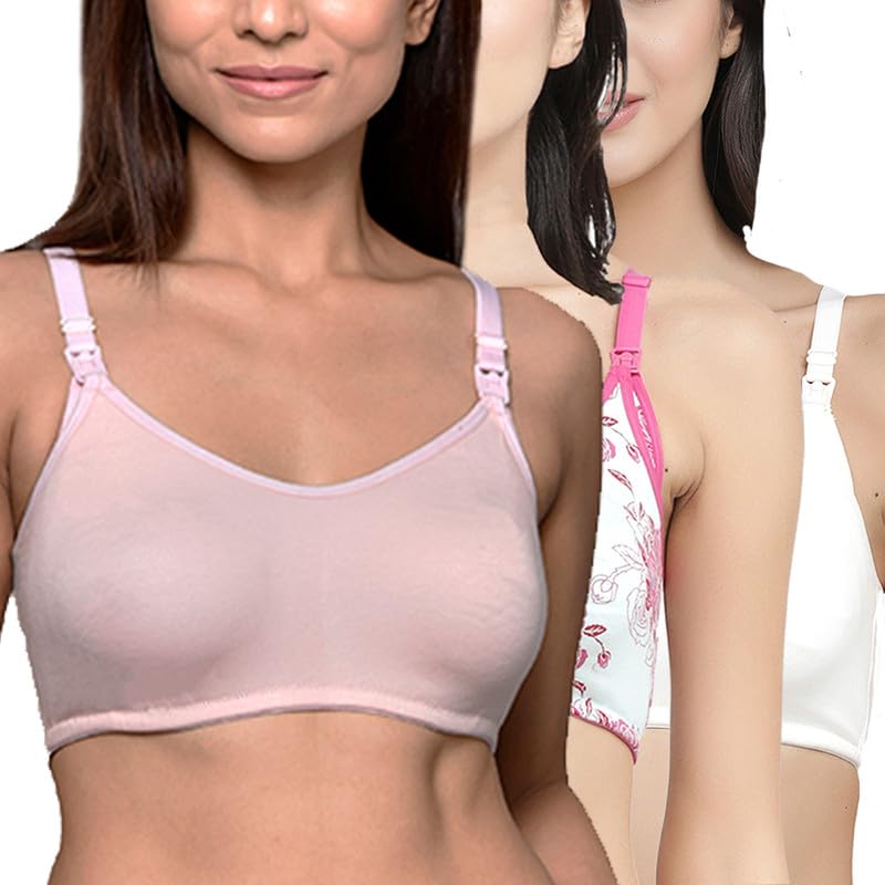 Image of Inner Sense Organic Cotton Bamboo Nursing Bra for Women I Non Padded Feeding Bra with Keyhole Back Design I Wire Free Maternity Innerwear with Full Coverage