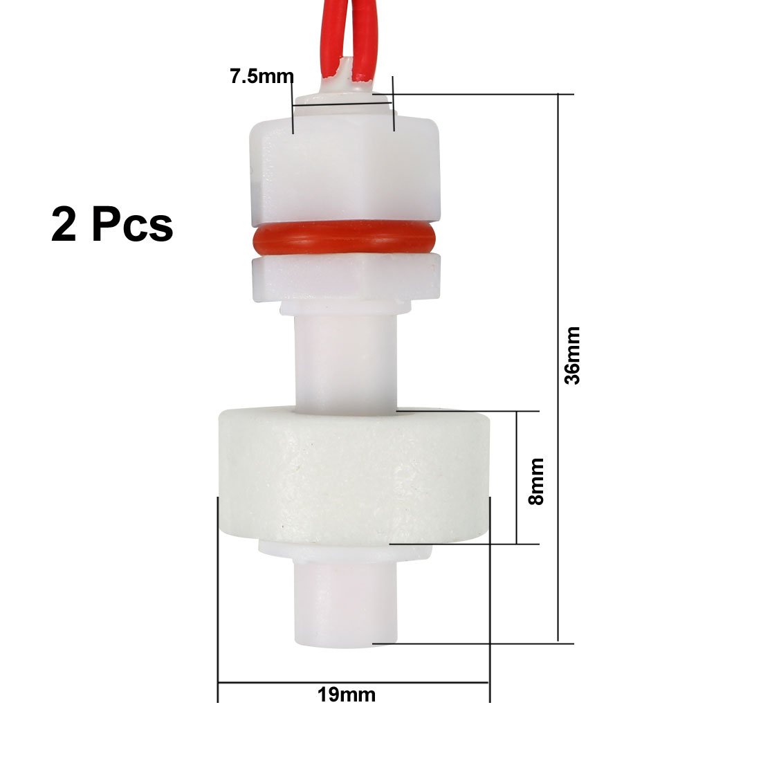 Sourcingmap 2 Pcs Mini Water Liquid Level Sensor Vertical Float Switch 36mm ZP2508, White, 36mm 2PCS - Image 2