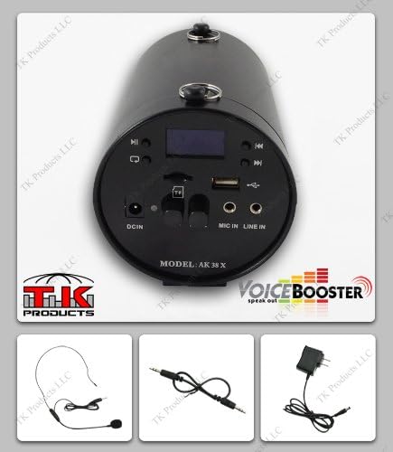 Miniatura 2 de Amplificador de voz VoiceBooster y reproductor MP3 y radio FM 25 vatios negro MR-AK38 (Aker) por TK Products, portátil, para profesores,