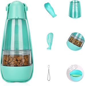 Monysun [Upgrade] 3-in-1 Portable Dog Water Bottle, Food Cup, Garbage Bag Draw Box, Multi-Functional Lightweight Water Bottle for Pets Outdoors
