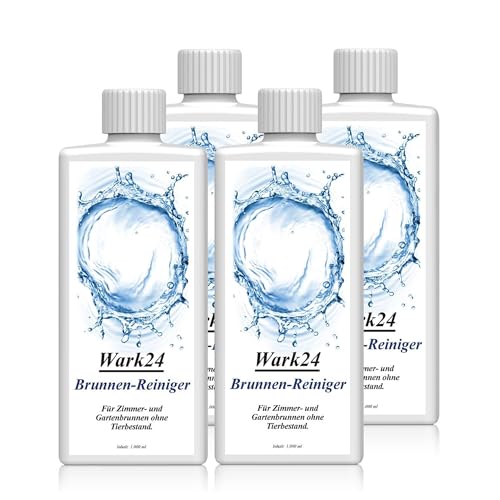 Wark24 Brunnenreiniger 4x 1L, Algenvernichter für Zimmer- und Gartenbrunnen, Algenmittel gegen Algen, Bakterien und Keime, Made in Germany