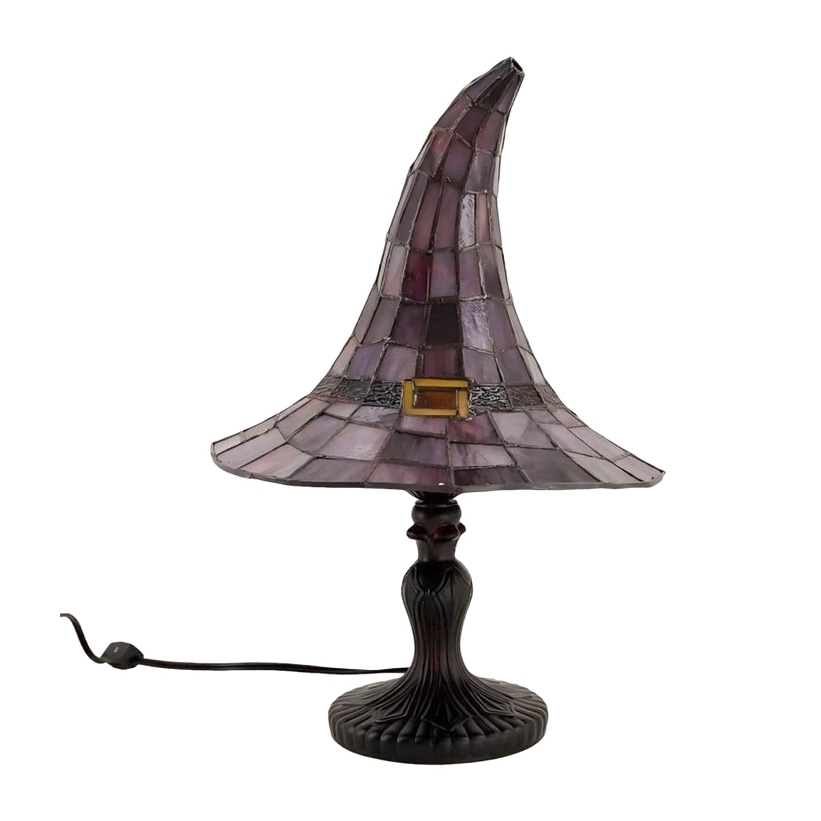 Fenudox Stained Glass Witch Hat Lamp, USB Powered Resin Night Light