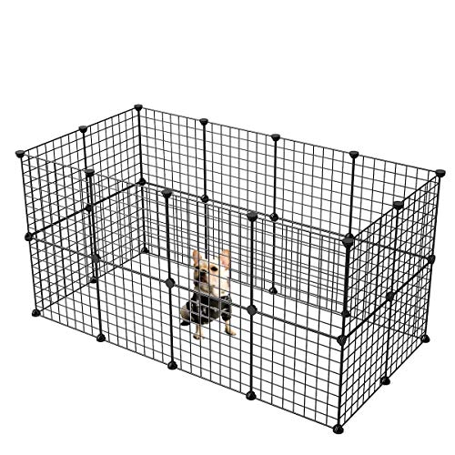 Kousi Customizable Small Pet Pen Bunny Cage Dogs Playpen Indoor Out Door Animal Fence Puppy Guinea Pigs, Dwarf Rabbits (Black, 24 Panels) #TOP7