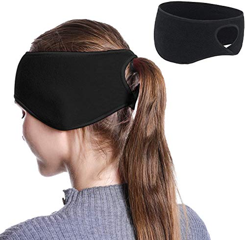 Womens Ponytail Headband Fleece Ear Warmers Head Band Perfect for Running Outdoor Sports Daily Wear Stay Warm Cozy with our Thermal Polar Fleece Performance Stretch