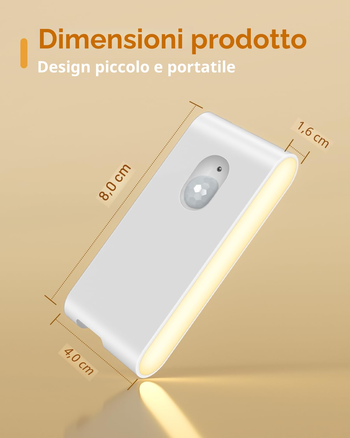 WILLED Luce con Sensore di Movimento da Interno, Caricabile USB Luce Notturna Bambini con 3 Modalità (Auto/ON/OFF), per Armadietto, Scale, Cucina, Corridoi, Camera e Bagno, 6 Pezzi