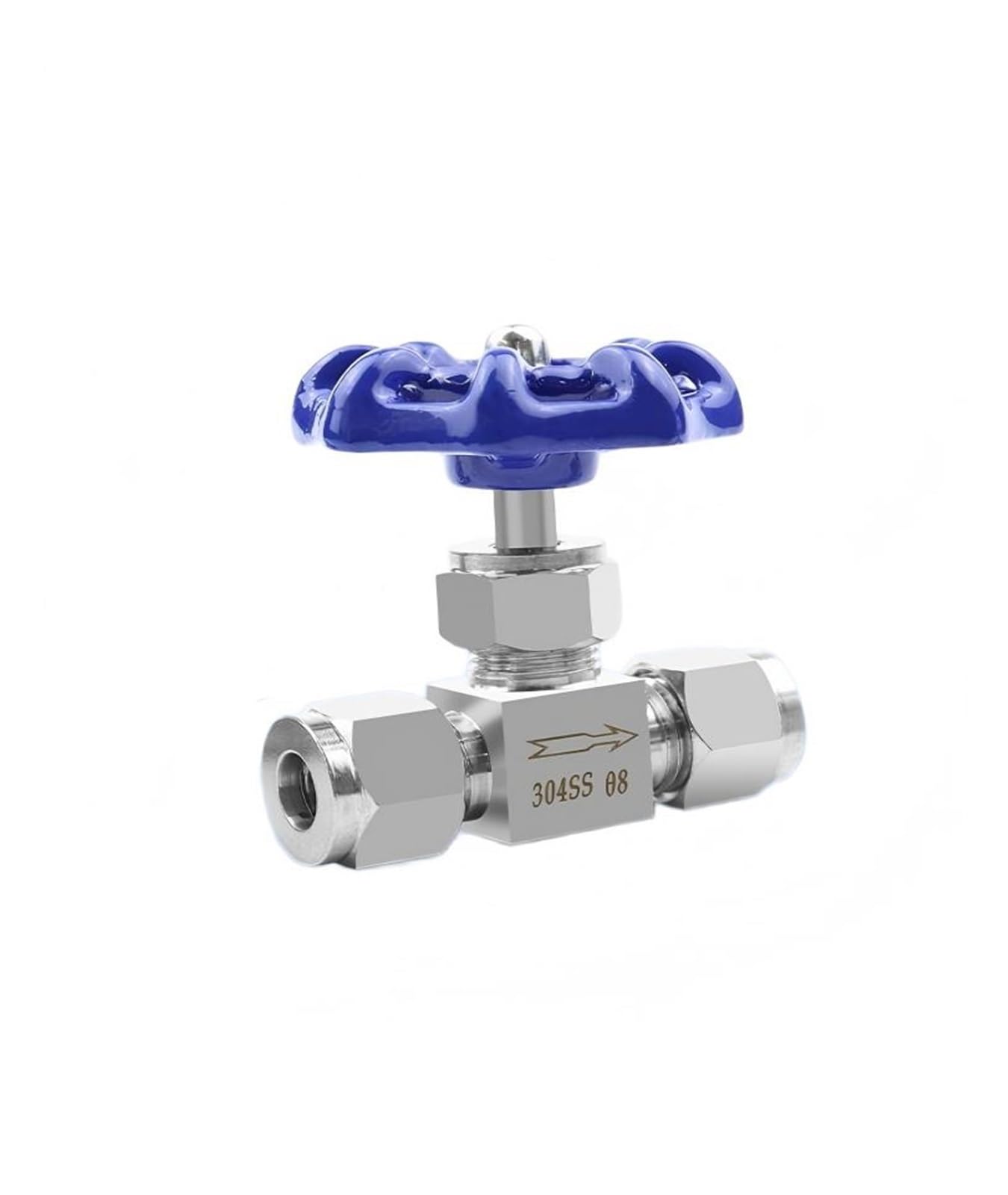 Needle Valve Adjustable 4 6 8 10 mm Hard Tube SS304 Flow Control Crane Straight(Blue,5mm)