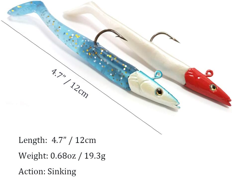 Jig Head Soft Plastic Fishing Lures with Hook Sinking Swimbaits for Saltwater and Freshwater (Pack of 10) : Sports & Outdoors