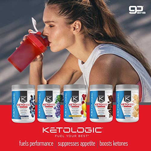 KetoLogic BHB Exogenous Ketones Powder with Caffeine (30 Servings) - Keto Pre-Workout, Boosts Ketosis, Energy & Focus - Support Keto Diet with Beta-Hydroxybutyrate Keto BHB Salts - Grape - Thumbnail 4