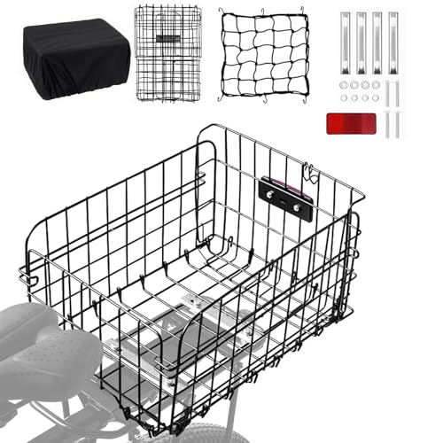 LIBRNTY Canasta Trasera para Bicicleta,Cesta Trasera con Red De Carga Y Un Forro Grueso, Extraíble Cesta De Bicicleta Trasera para (Negro B002)