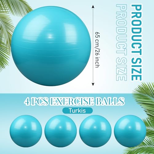 Image of Leyndo 4 Pcs 26 Inch Yoga Exercise Ball Pilates Pregnancy Birthing Fitness Ball with Quick Pump Anti Burst for Improved Posture, Balance, Yoga, Pilates, Training