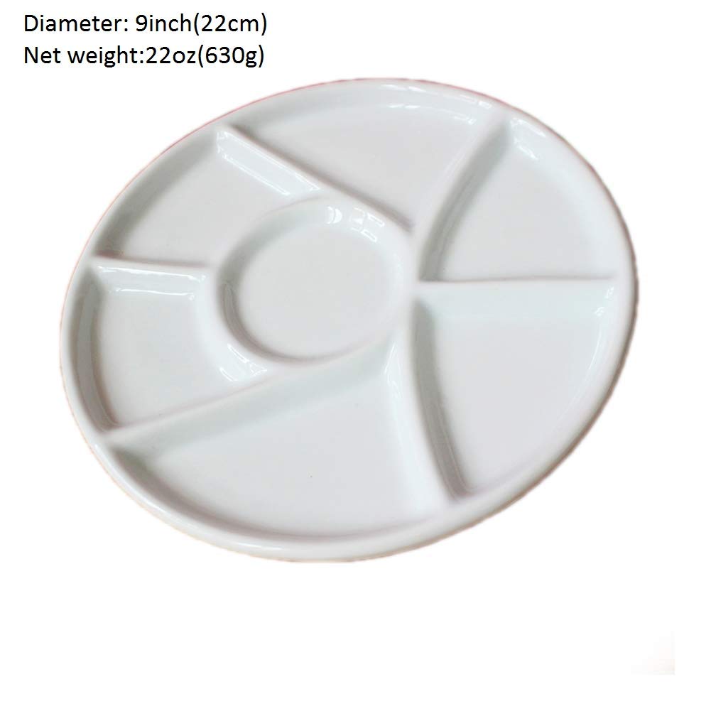 Dtacke Ceramic Gouache Paint Palette Ceramic Paint Watercolor Palette Acrylic Paint Palette Porcelain Palette Mixing Tray for Painters Nail Art (Round(9