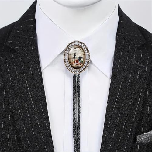 Image of Jeilwiy Bolo Tie for Men Western Cowboy Gothic Bolo Tie Necklace Halloween | Glow in Dark Bolo Tie for Men Women, 3D Halloween Bolo Tie, Gothic Western Ties, String Ties for Men Rodeo Leather Necktie