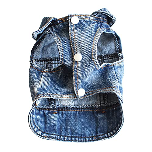 Denim und Denim Pet Frühling Sommer Weste zerrissene Kleidung Weste Heimtierbedarf Hundepullover Mit Rollkragen (Blue, S) Cover