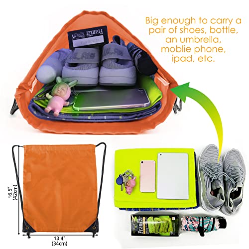 Image of BeeGreen 20 Pieces Orange-String-Bag-Pack-Bulk Durable Cinch Gym Sacks Backpacks Large Size for Christmas Sports Storage Travel Pull String Sackpack for Women and Men