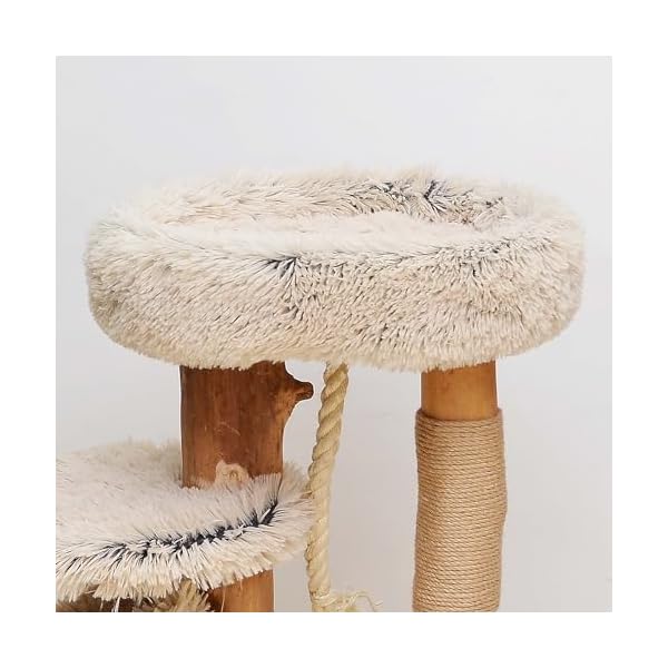 Fudajo Designer-Kratzbaum 87,5 cm mit Plüsch und Birnbaumholz Stamm Katzenkratzbaum mit Hängematte – Bild 7