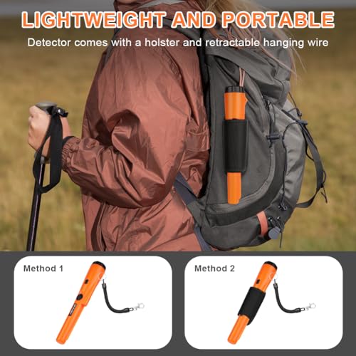 Flintronic Metalldetektor Klein, Tragbar Metallsuchgerät IP66 Wasserdichter, Pinpointer Metalldetektor mit Holster, LED Indicator und 9V Batterie, für Goldsuche, Schmuck, Silber 6