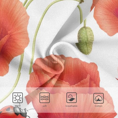 Retro Poppy Flower Red Toddler Girl Undies, Cotton Underwear Girls, 2T–8 Years3