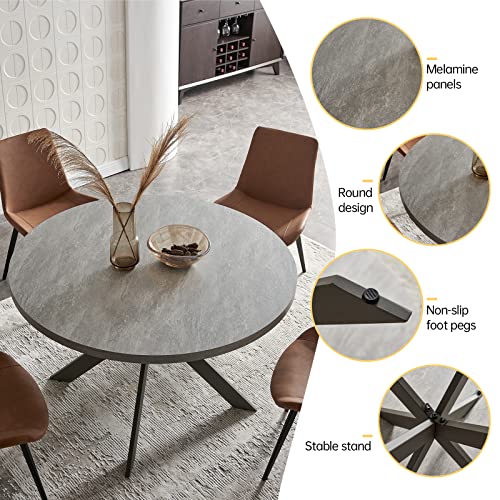 Zerifevni 47" Round Dining Table Set, Mid Century Modern Round Dining Table For 4-6 Person, Steel Legs, Leisure Coffee Table For Kitchen Dining Room, Save Space #TOP4