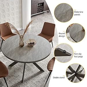 47" Round Dining Table Set, Mid Century Modern Round Dining Table for 4-6 Person, Steel Legs, Leisure Coffee Table for Kitchen Dining Room, Save Space 47 Round Dining Table Set Mid Century Modern Round Dining Table for 4 6 Person Steel Legs Leisure Coffee Table for Kitchen Dining Room Save Space