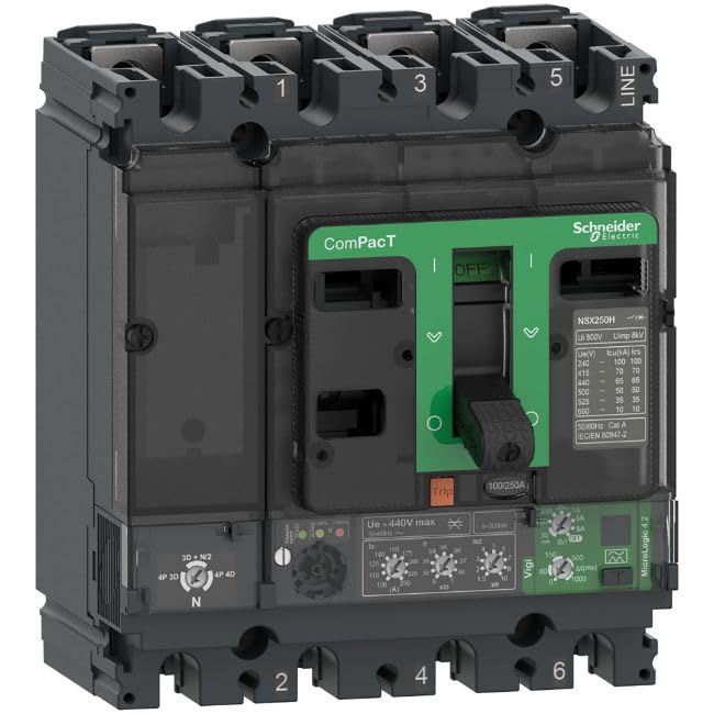 Schneider Electric ComPacT NSX MCCB Disjoncteur 4 pôles 250 A fixe